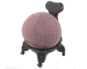 55cm Ball Chair Cover, balance ball cover, exercise ball cover, fitness ball cover - Merlot Flower of Life Print