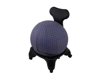 55cm Yoga Ball Cover - balance ball cover, exercise ball cover, fitness ball cover, physio ball cover - Cobalt Geometric Print