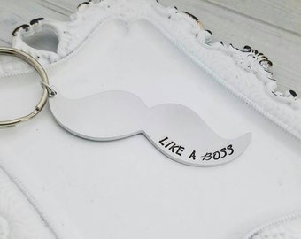 Mustache keychain, mustache gift, personalized mustache