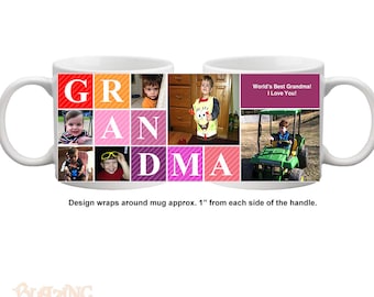 Personalize Grandma's every morning cup of coffee with this high quality, durable, Personalized Photo coffee mug - #GRANDMA01