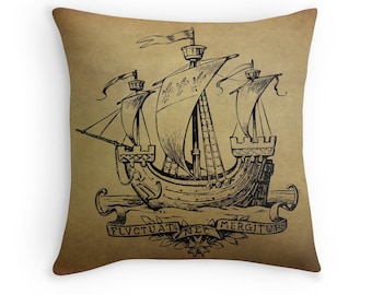 Nautical Cushions, Nautical Decor, Wooden Boat, Nautical Sailing Gifts, Sail Boat, Nautical Pillow, Ocean Decor, Vintage Boat, Sailboat