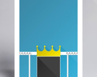 Minimalist Kauffman Stadium - Ballpark Art Print - Kansas City Royals (CROWN SCOREBOARD)