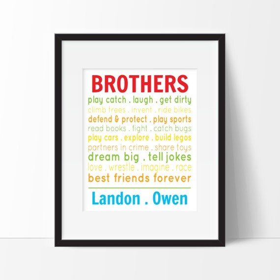 Brothers Wall Art Big Brother Gift Personalized Name Print