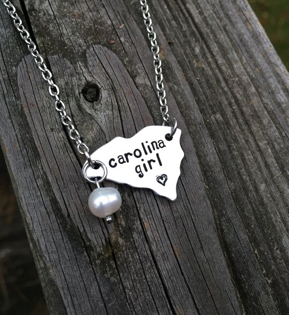South Carolina State Necklace Carolina Girl with stainless