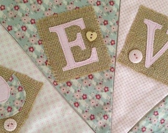 Personalised Bunting Pinks and Greens