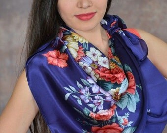 Russian, Authentic, Original, Pavlovo Posad Shawl, Scarf 100% silk free shipping