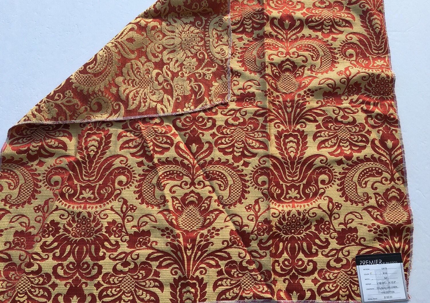 Silk Damask Fabric RM Coco Premier 26 x 26 by Fabricsamples10