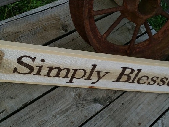 Download Burlap Wood Sign Simply Blessed Long Window Sign Burlap