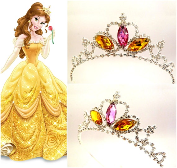 TIARA de princesa bella, la belleza y la bestia bella corona, Headpice Belle,