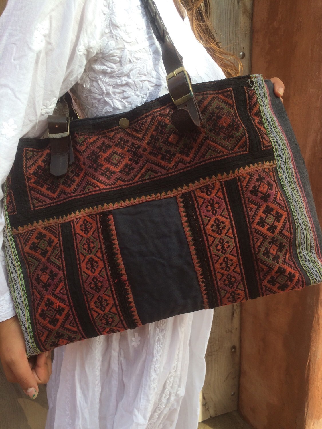 Boho vintage embroidery bag by AUROBELLE on Etsy