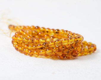 Natural Amber beads from Russia genuine real amber beads 5mm round translucent full 7 inch strand of small amber beads all natural no dye