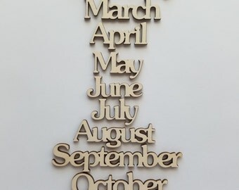 Laser Cut Wooden Months of The Year Calendar Cut Outs ( Home Decor, Wall Decor, Craft Projects)