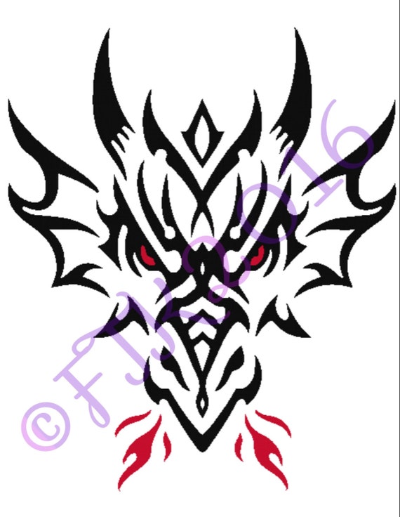 Tribal Dragon PDF Cross Stitch Pattern