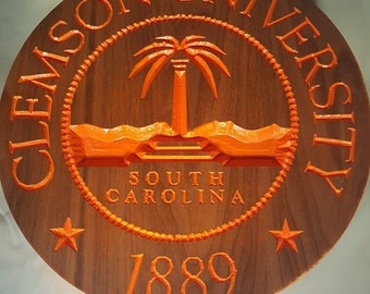 Clemson University engraved wall art / custom engraved wood