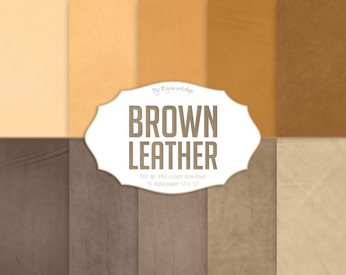 Leather Digital Paper Brown Leather with digital