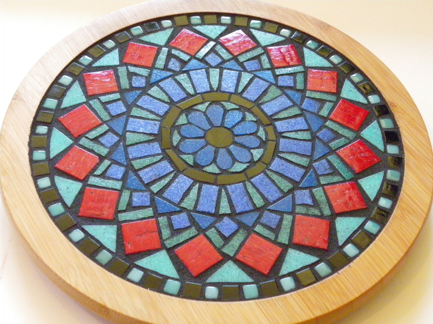 Tabletop Lazy Susan 10 Mosaic Mandala Bamboo Trivet