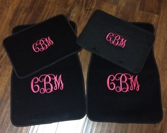 Car Floor Mats BLACK Personalized Embroidered Monogrammed, Car Accessories, 4 Mat Set, New Teen Driver Gift, New Car Present and Accessories