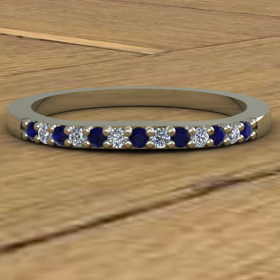 sapphire and diamond wedding band