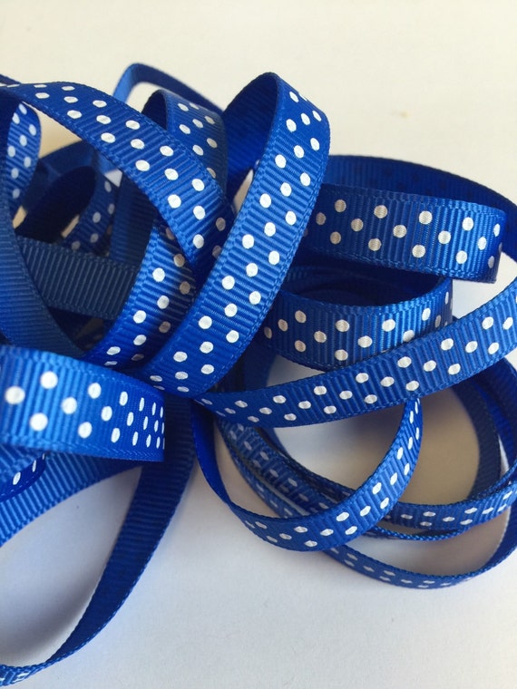 3/8 Royal Blue Polka Dot Grosgrain Ribbon Swiss dot ribbon