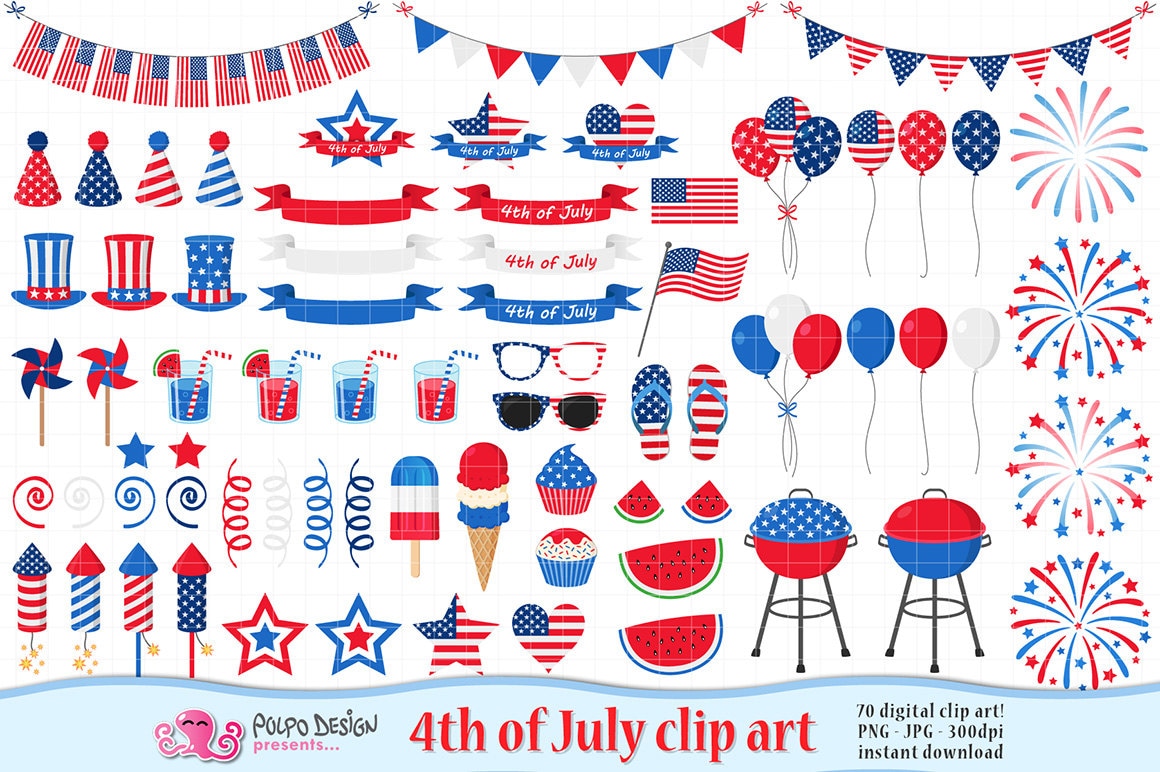 4th of July clipart. 4th of July clip art. America Clipart