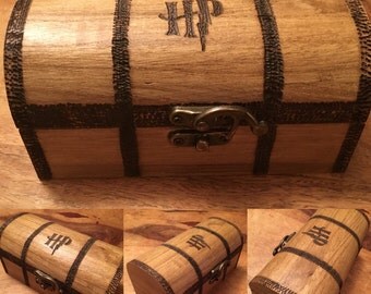Harry Potter, Hogwarts trunk inspired wooden chest with drop latch.