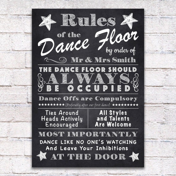 wedding sign dance floor rules wedding by CanvasPrintCo on Etsy