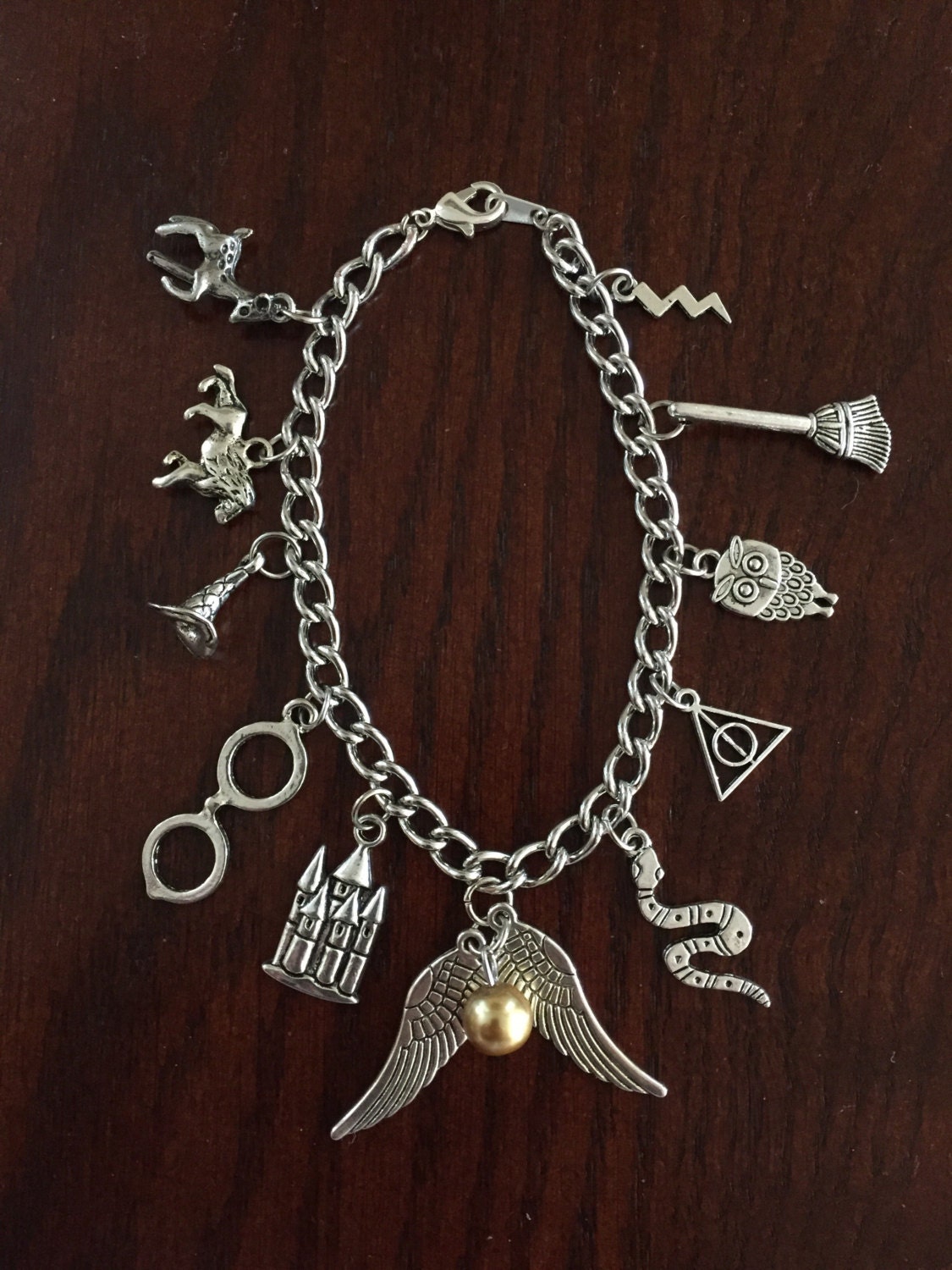 Deathly Hallows Charm Bracelet Golden Snitch Potterhead