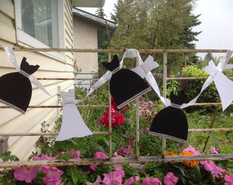 White Black Paper Dress Garland- Party Wedding Decor