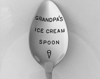 Grandpa's Ice Cream Spoon-Hand Stamped Spoon-Grandpa Birthday Gift-Best Selling Item-Ice Cream spoon-Customized Spoon-gift under 20