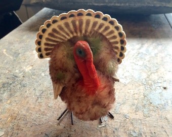 Vintage Steiff Tucky Turkey, Thanksgiving Decor, Fall Decor, Collectible