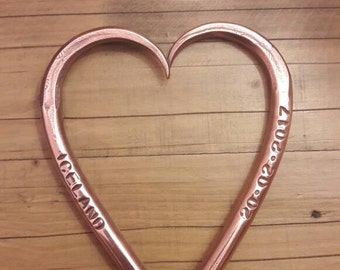 7th Year Anniversary Copper Love Heart~ Partner~ Copper Wedding Gift ~ Love ~ Favours~Blacksmith~ Husband~ Wife~ Him ~ Her~ Personalised