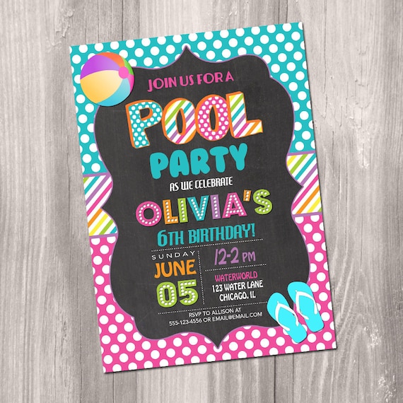 Pool party Invitation pool party birthday Invitation