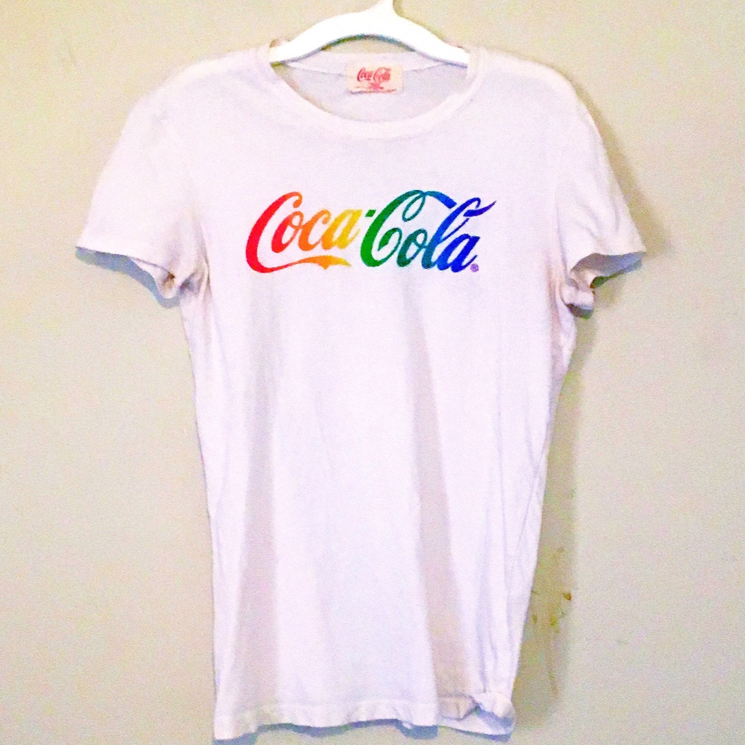 90s club kid rainbow Coca Cola shirt