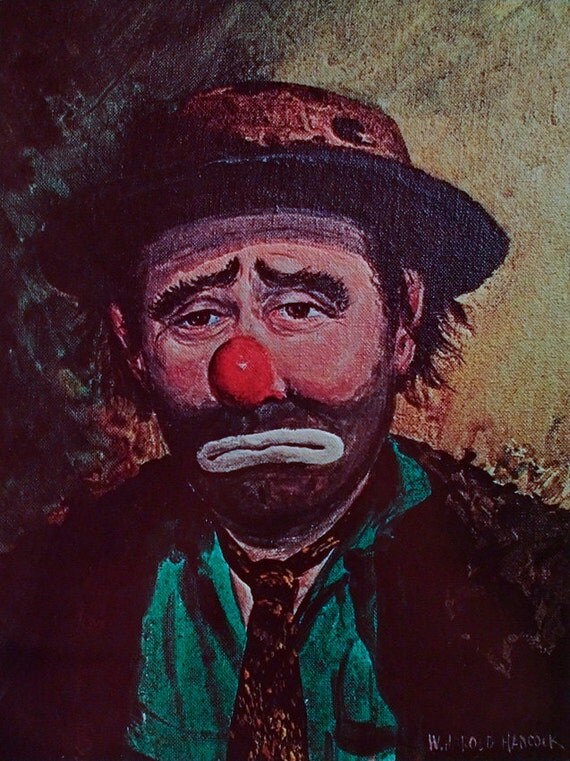 Emmett Kelly Print Sad Clown Clown Art Circus by WHaroldHancock