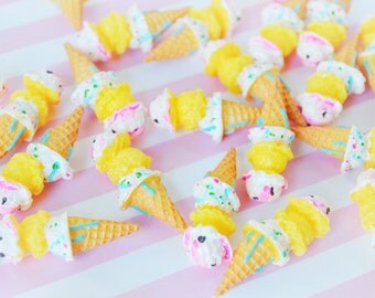 33mm Three Scoop Ice Cream Resin Decoden Cabochons - 4 piece set
