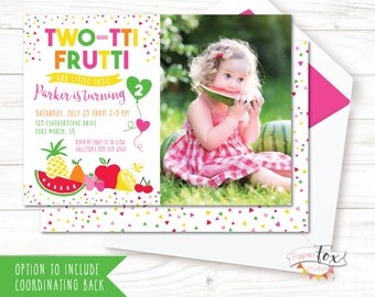 Two-tti Frutti Birthday Invitation / Twotti Frutti Party / Tutti Fruity / Tutti Fruitti Invitation / Tutti Frutti Party / DIGITAL