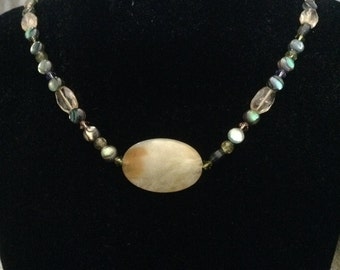 Jade Multi Strand Brass Necklace