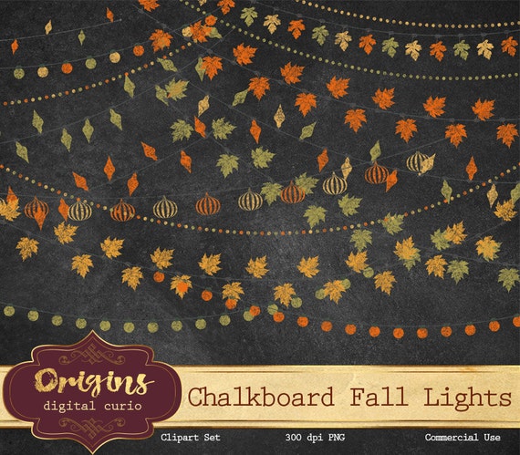 Chalkboard Fall String Lights Clip Art autumn chalk clipart