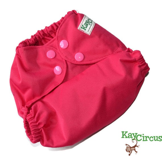 Pink diaper wipeable diaper one size diaper hot pink