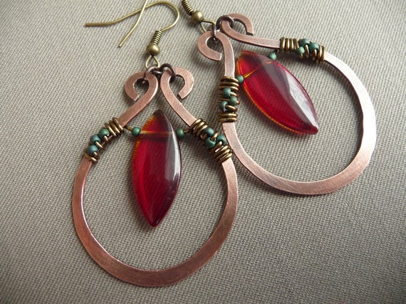 Wire Wrapped Jewelry Handmade Copper Earrings by fancyyoudesigns