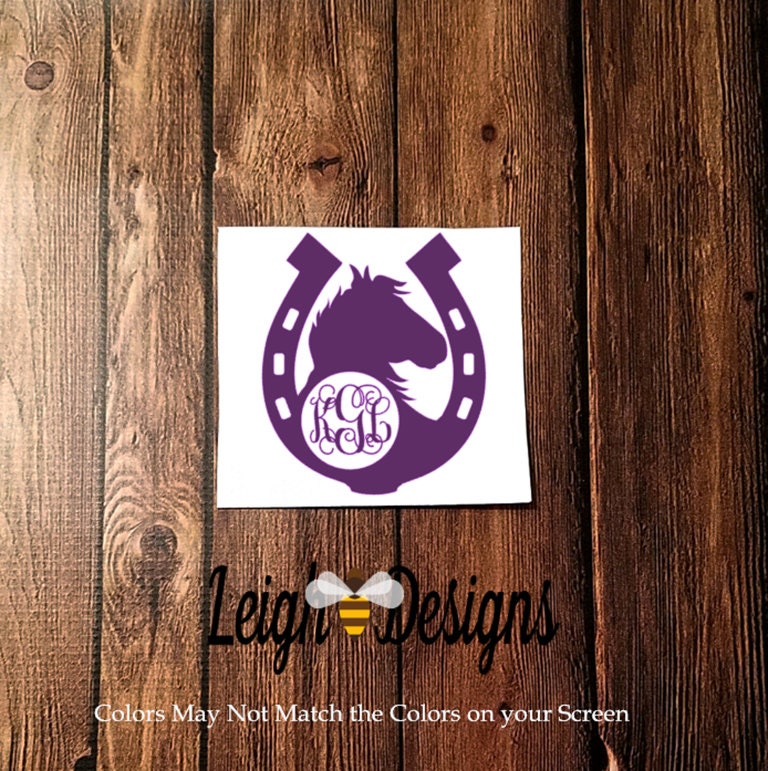 Horseshoe Monogram Decal Vinyl Decal Monogram Decal