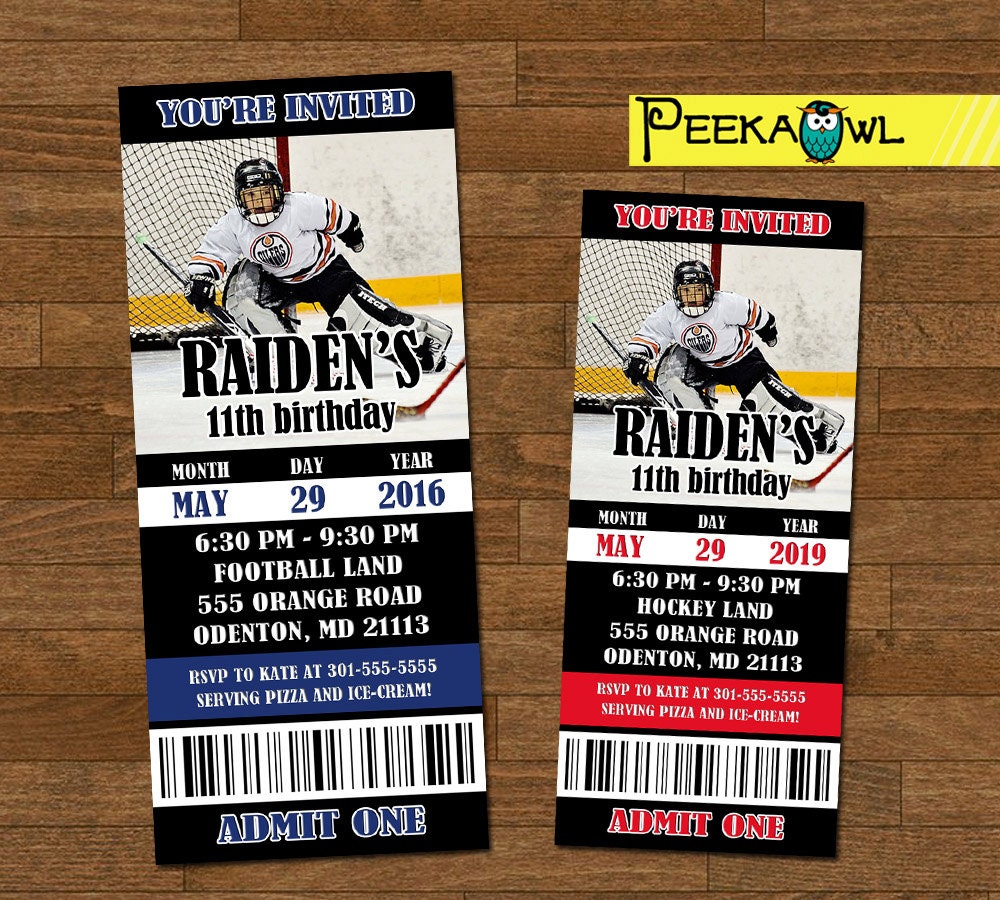 Hockey Ticket Birthday Invitation Template Free Printable Templates