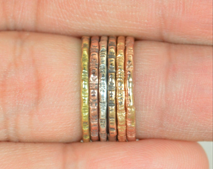 Bohemian Stacking Rings, BoHo Rings, Tribal Rings, Ripple Stacking Ring, Rustic Ring, Sterling Ring, Brass Ring, Bronze Ring, Gold Ring-G5