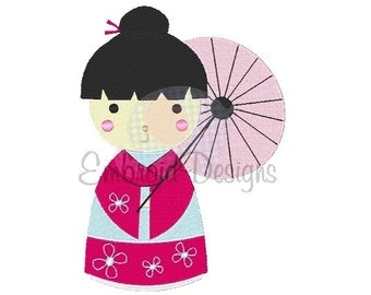 China Doll Machine Embroidery Design 032814 Filled stitch 4X4 5X7 8X8 6X10 Instant download