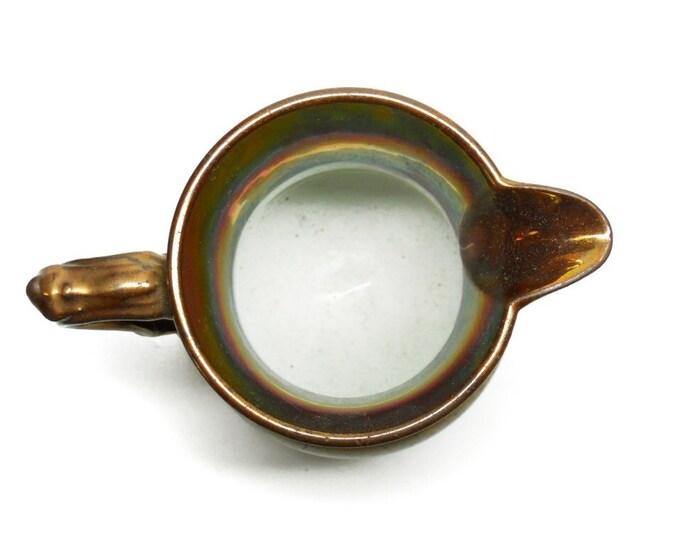 Storewide 25% Off SALE Vintage Single Handle Porcelain Table Creamer Featuring Hand Painted Iridescent Gilt Finish