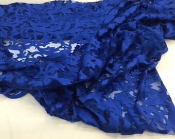 Navy Blue Flower Guipure Lace. Sold By The by KINGDOMOFFABRICS