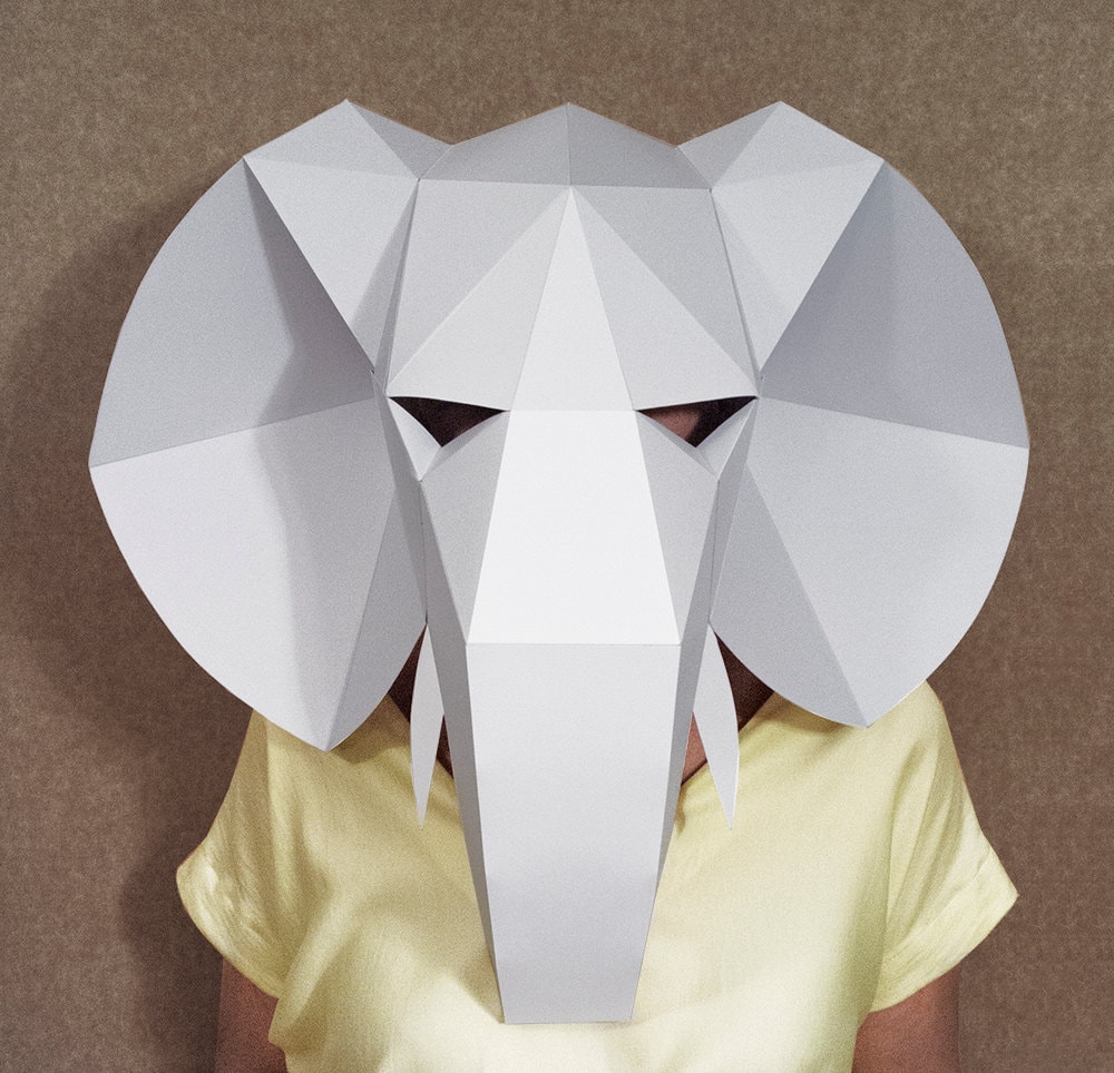 Elephant head mask DIY Paper creation PDF pattern by SmagaPaper