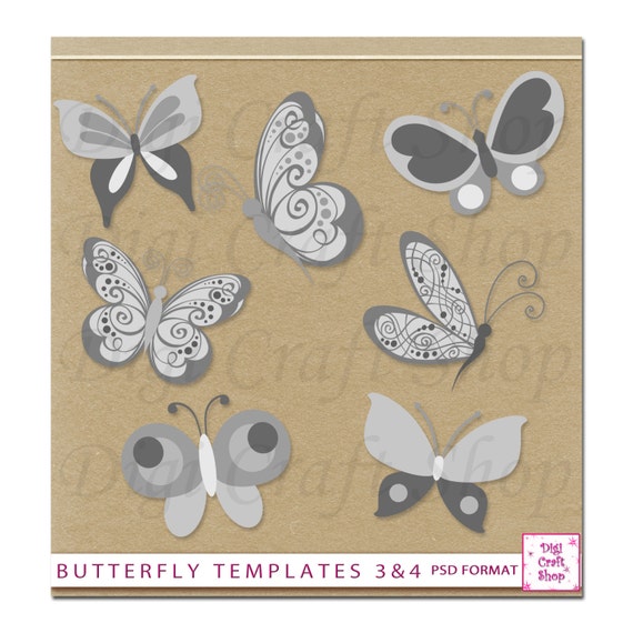 Download Digital Butterfly Clipart Templates 7 layered butterfly