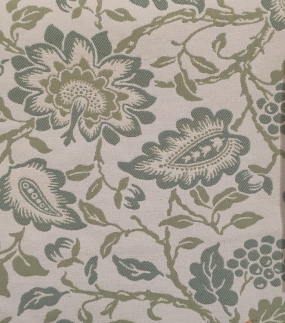 Floral Blue Green Upholstery Fabric by the Yard Fast