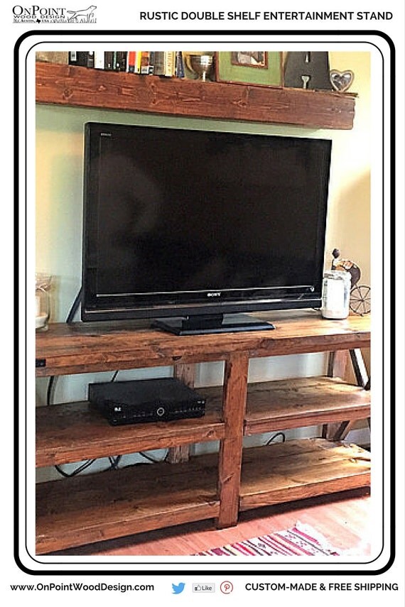 Items similar to Rustic Double Shelf Entertainment/TV Stand on Etsy